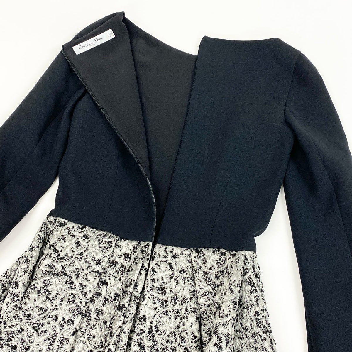 @Ed6 Christian Dior 2A21605E1170 Jacquard Switch Midi Dress Dress Size 38 Navy/Gray Women'sta1