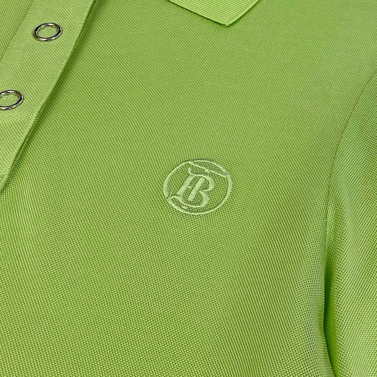 @Ie25 【未使用保管品】 BURBERRY　Burberry Mesh Long Sleeve Polo Shirt Green Size SP Women’so07t