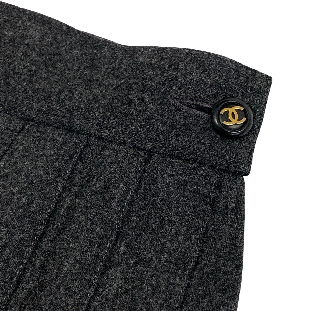 K Ch11CHANEL 1994 AW Pleated Mini Skirt Size 38 Gray 100% Wool Women’s Vintage