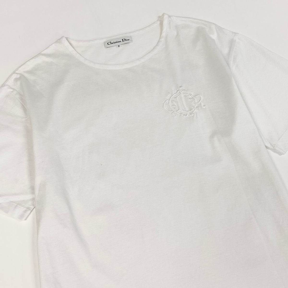 Id18 Christian Dior クリスチャンディオール 半袖Tシャツ コットンカットソー ロゴ刺繍 トップス Mサイズ ホワイト コットン100％ レディース 女性用u02tu02tu02t