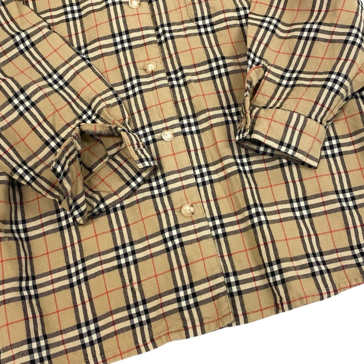 Ih11Burberrys Nova Check Wool Long Sleeve Shirt Beige Size 13 Women'so07t