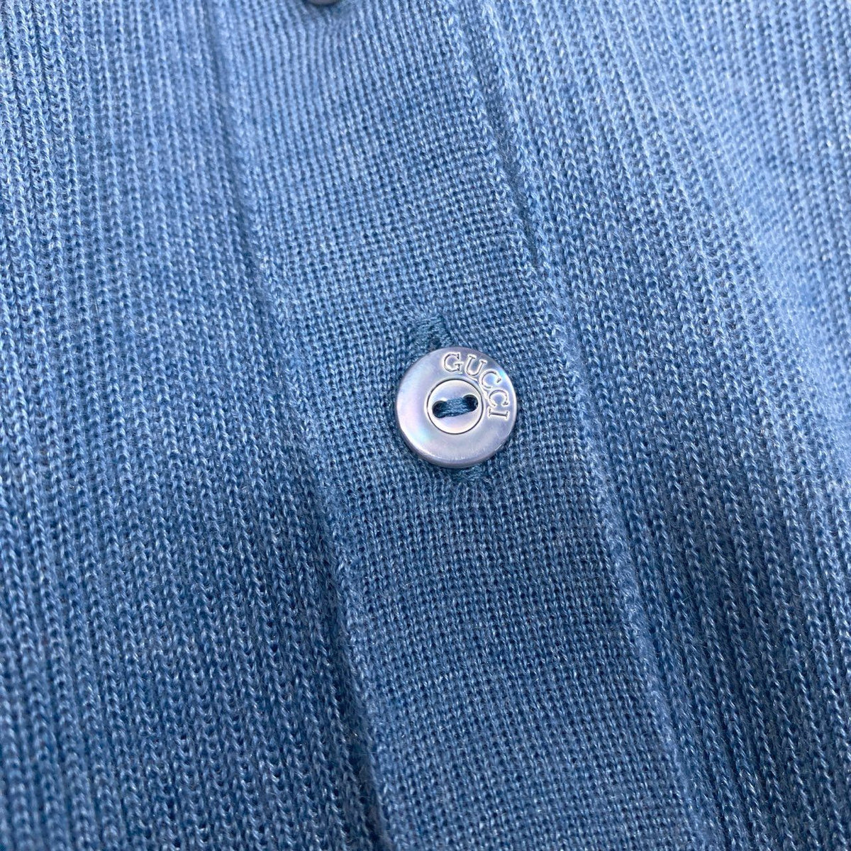 I@ Ab13 GUCCI 2026 Cashmere Silk Polo Knit Blue XS Web Stripe Womenta1