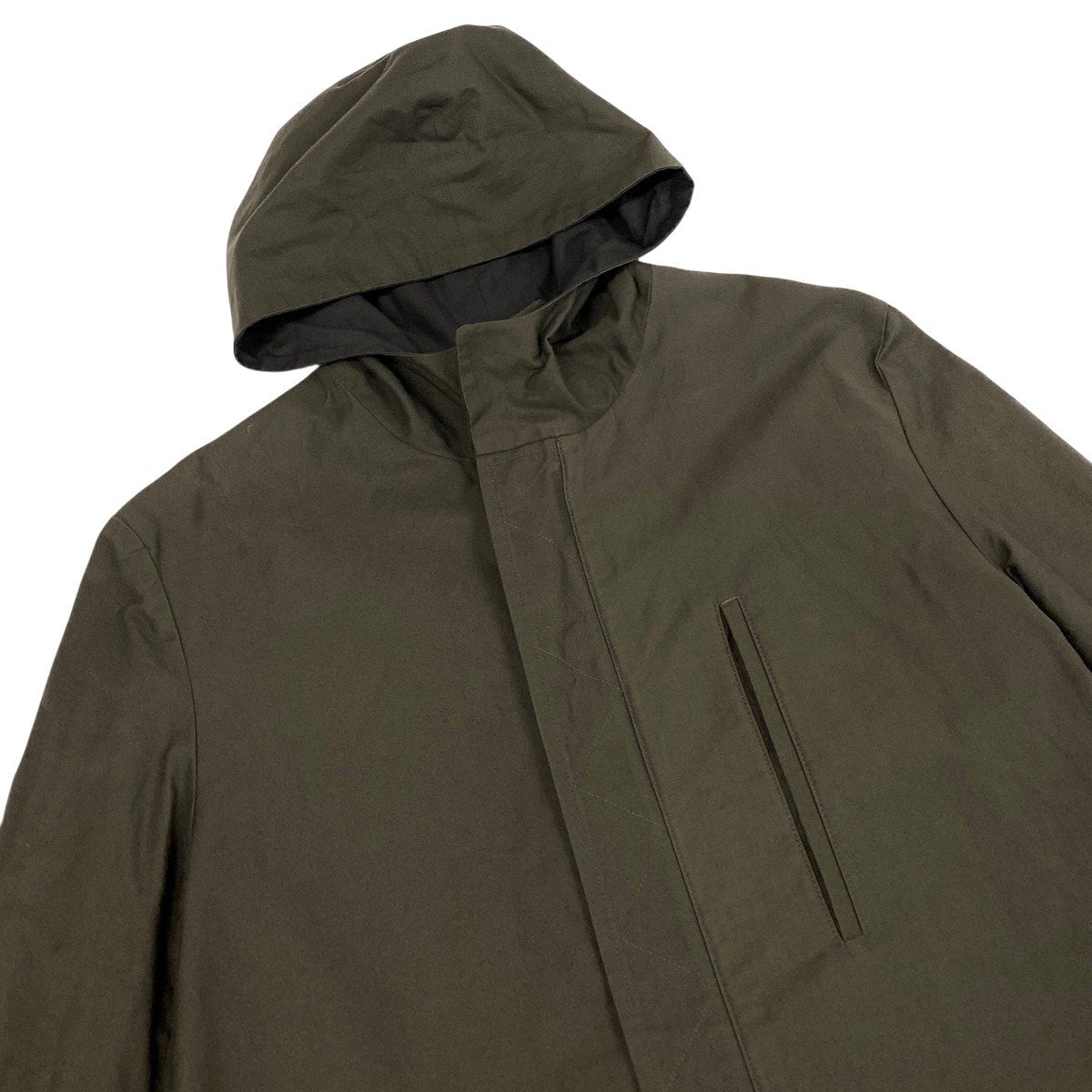L Ah6 Y's BANG ON! Yohji Yamamoto Reversible Hooded Zip Long Coat Size 2 Khaki Men o07t