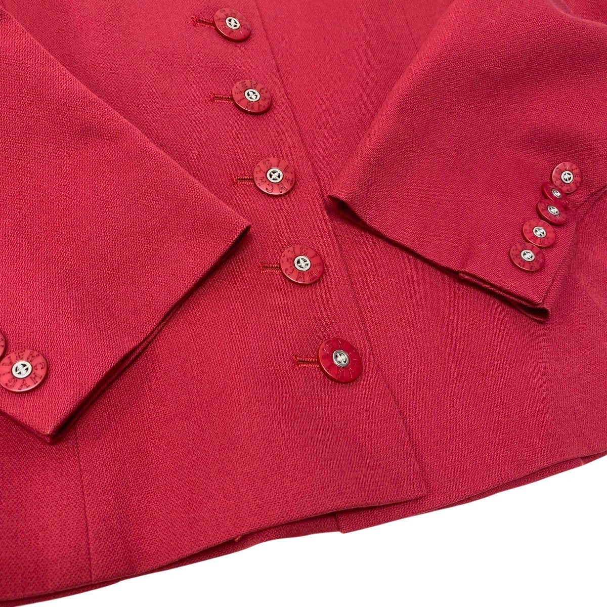 Eh10 GIVENCHY Logo Button Collarless Wool Jacket Red Size 38 Women'so07t