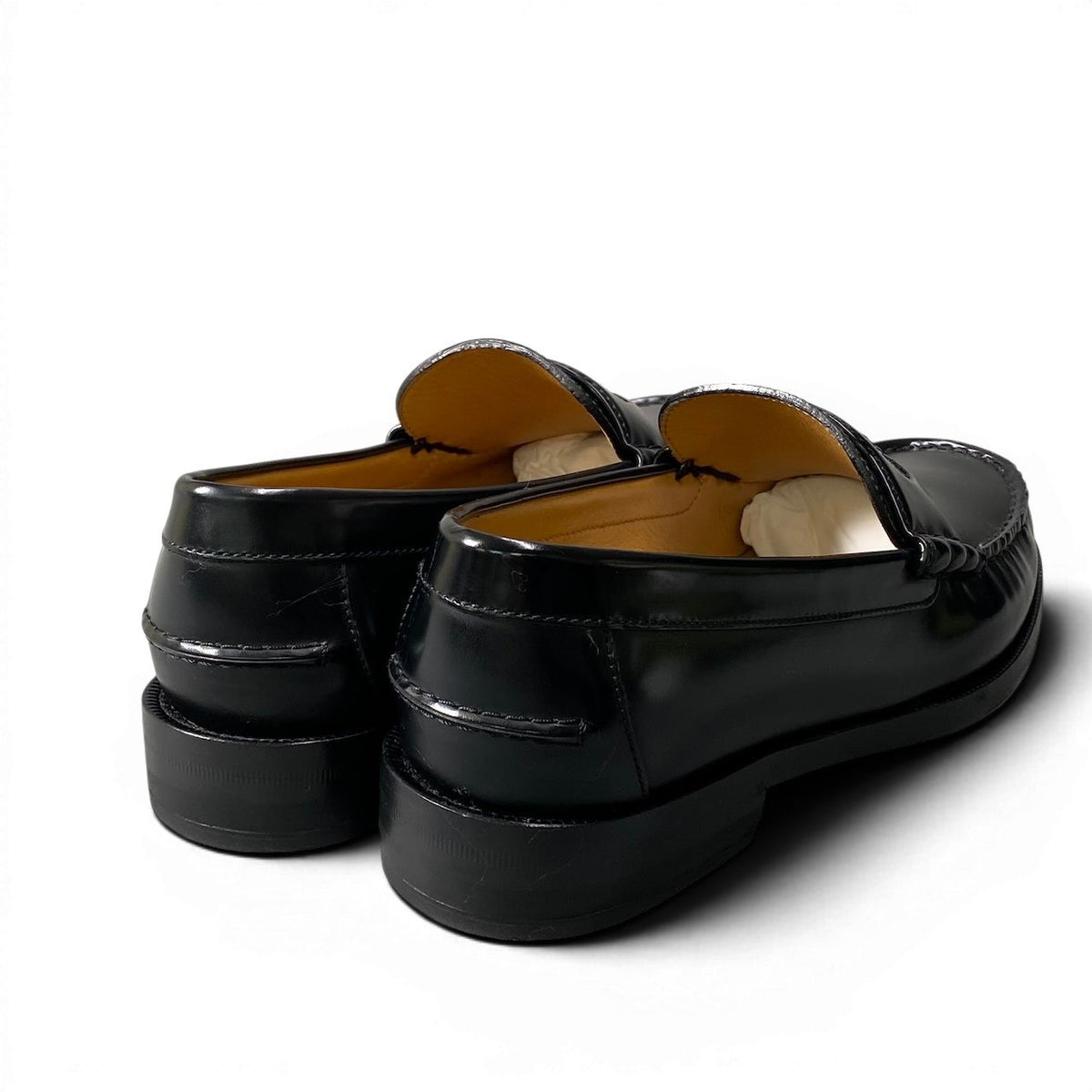 ＠e4 GUCCI Interlocking GG Logo Loafers Black Leather Slip On Dress Shoes 738470 Size 8.5 Men’s Italyo07t