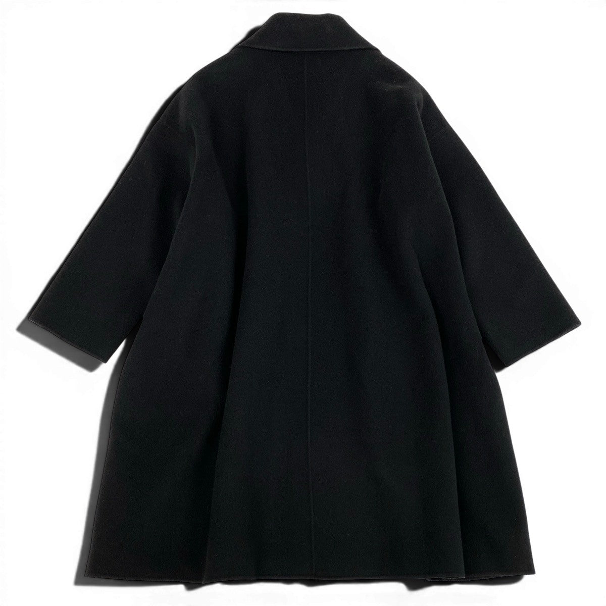 @H Af27 ISSEY MIYAKE Haat Double Breasted Long Wool Coat HA93FA710 Size 2 Black Women's