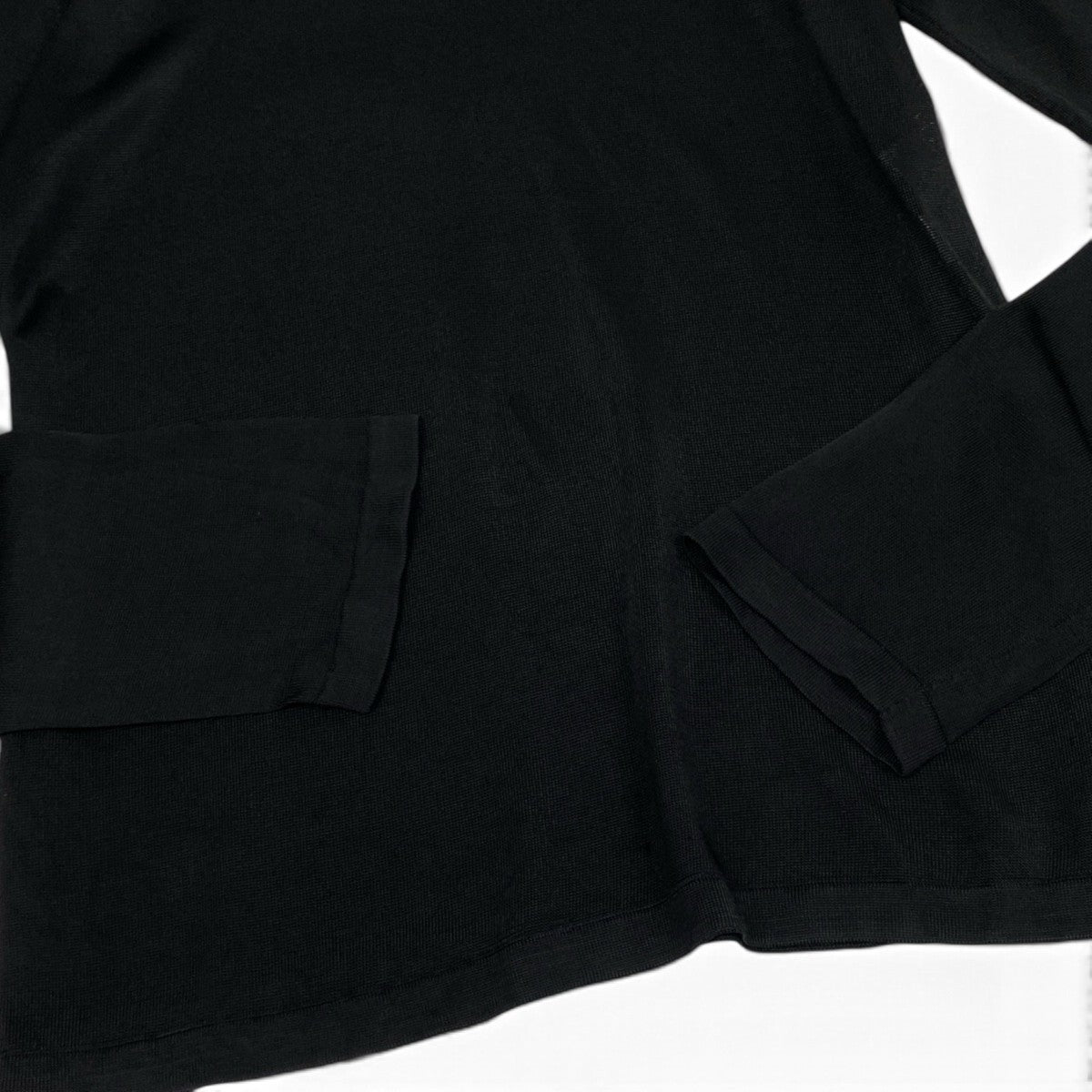Ei7 Salvatore Ferragamo Sheer High Neck Long Sleeve Top Black Rayon Womens Size So07t