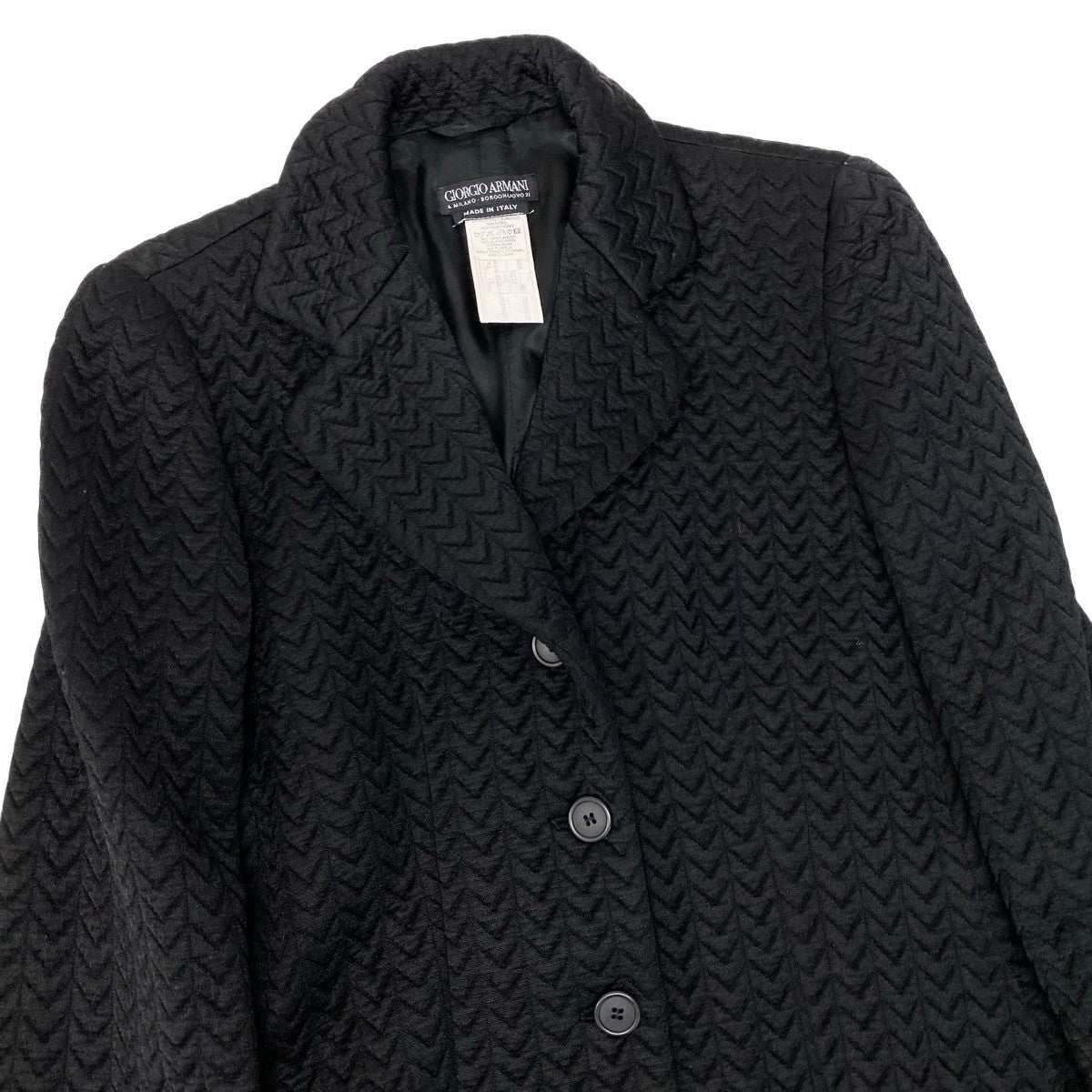 34g17 GIORGIO ARMANI ジョルジオアルマーニ BORGONUOVO21 アーカイブ チェスターコート ヘリンボーン サイズ42 ブラック レディースu02t