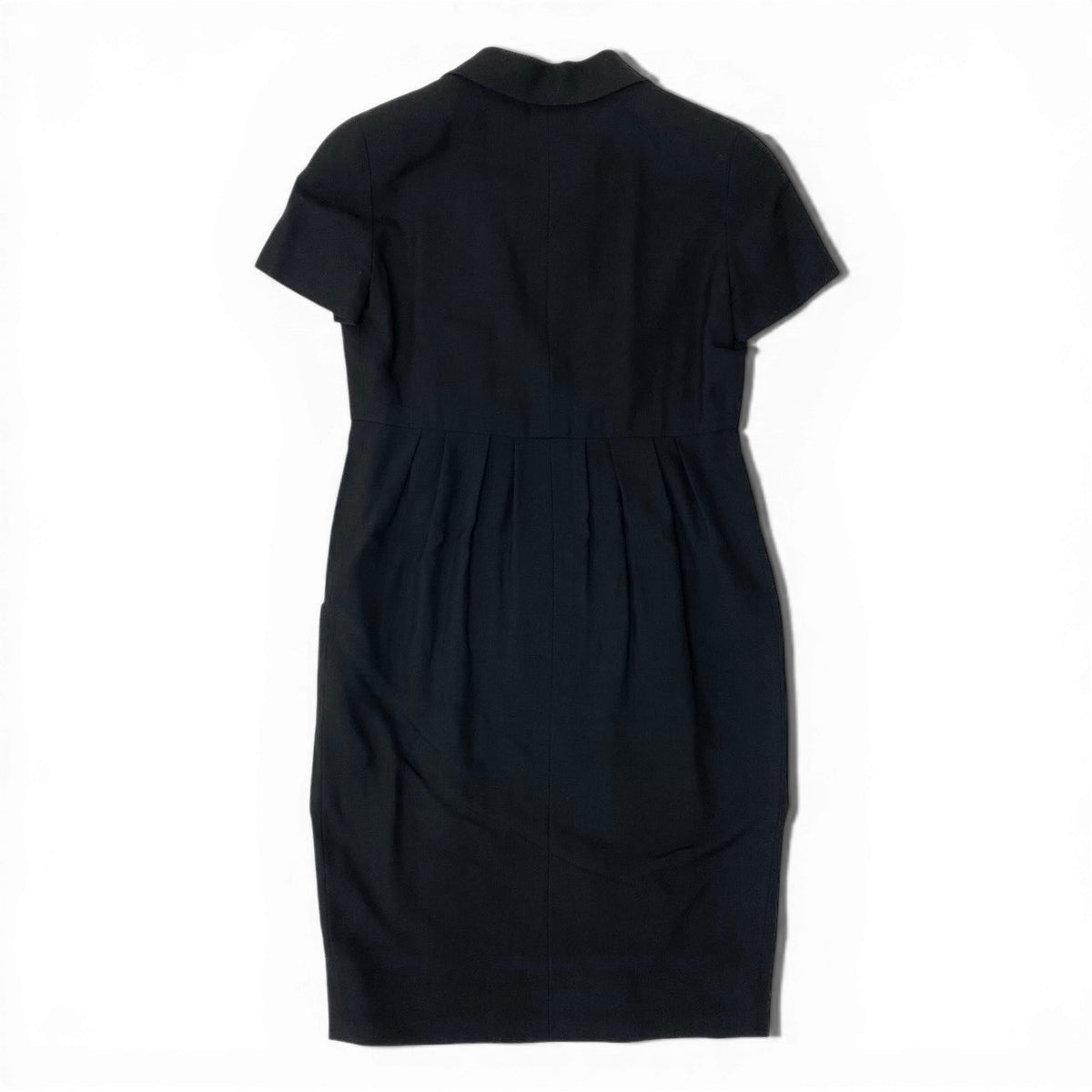 @C CHANEL 1990 VINTAGE Short Sleeve Dress Coco Mark Gold Button Black Size 42 Women Model 23079nu1