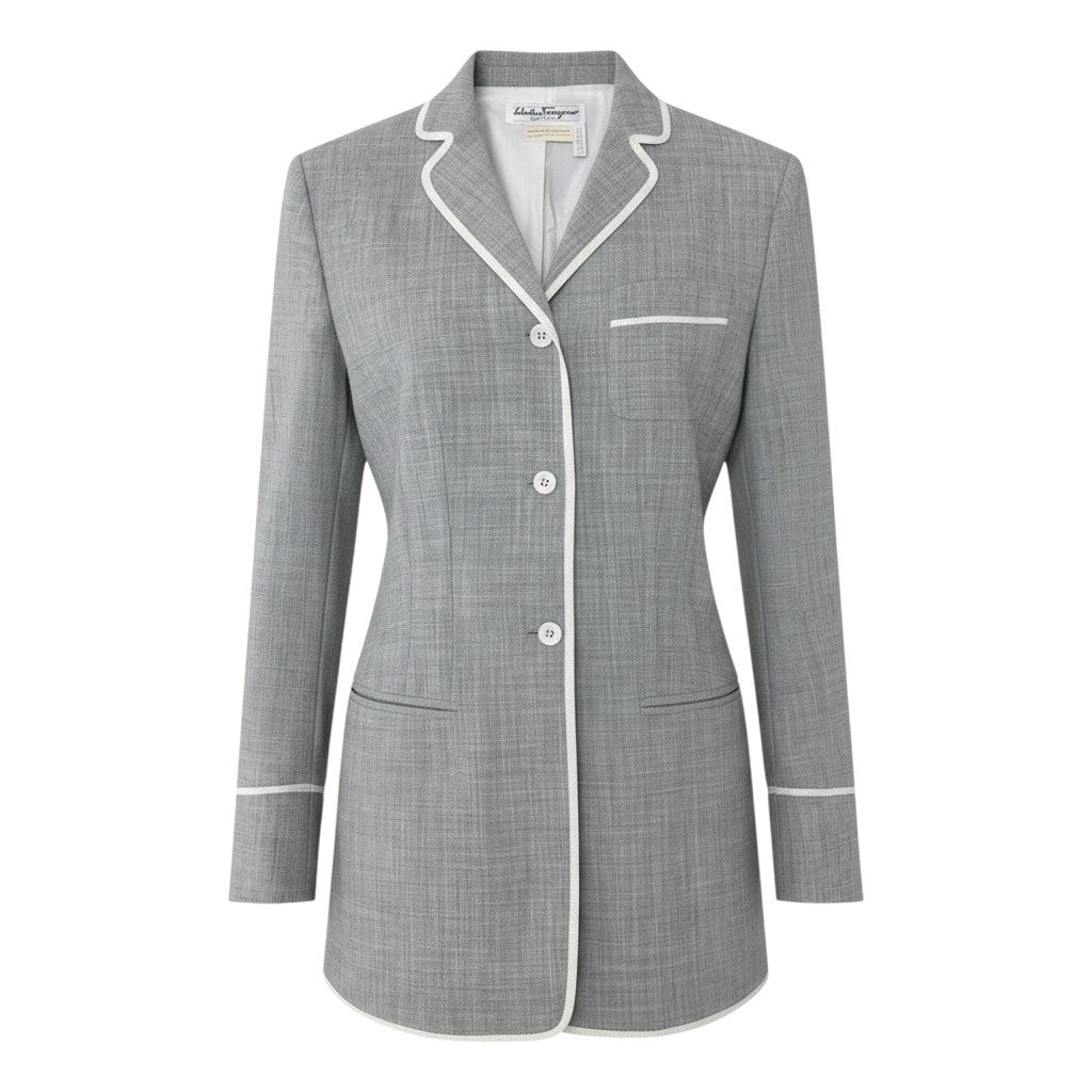 K Eh10Salvatore Ferragamo Tailored Jacket Coat Light Gray Women’s Italy Luxury