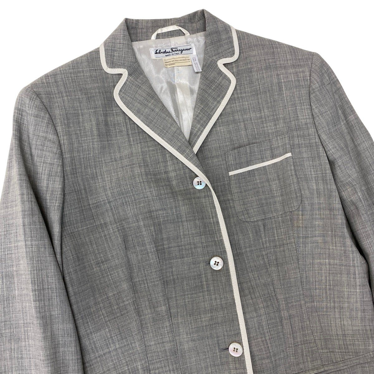 K Eh10Salvatore Ferragamo Tailored Jacket Coat Light Gray Women’s Italy Luxury