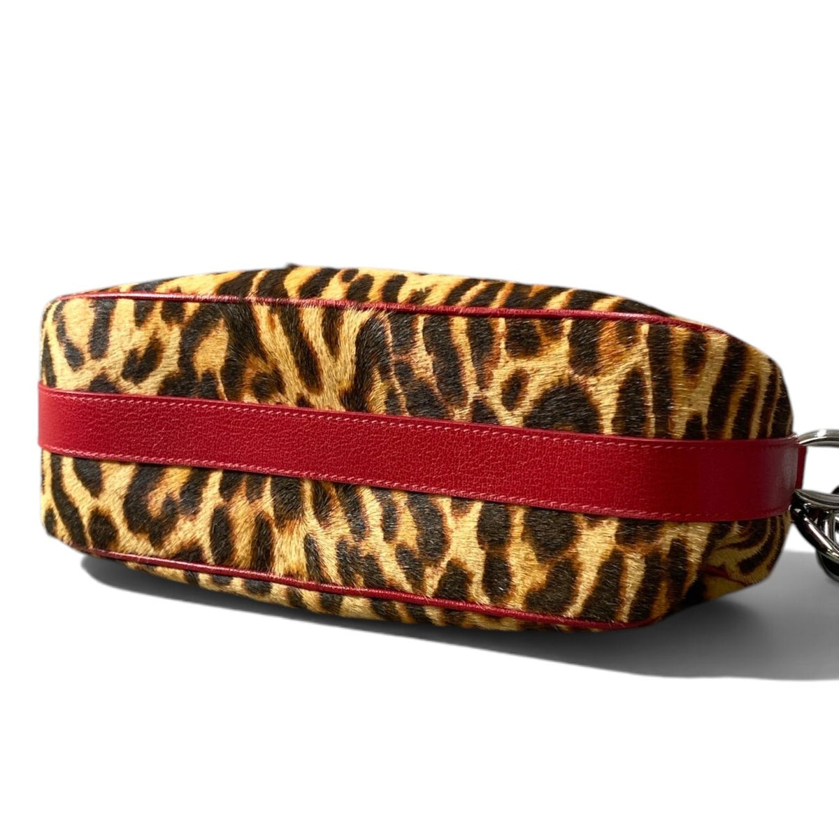 h20Christian Dior Diva Leopard Pony Hair Bag Brown Red Leather Women'sta1