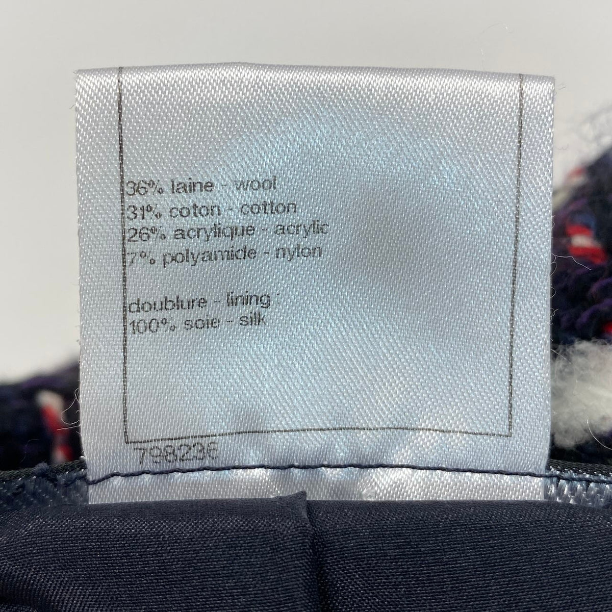 Cd2@Cd2CHANEL CC Button Tweed Soutien Collar Coat P42157 Navy Size 36 France Women'st18r
