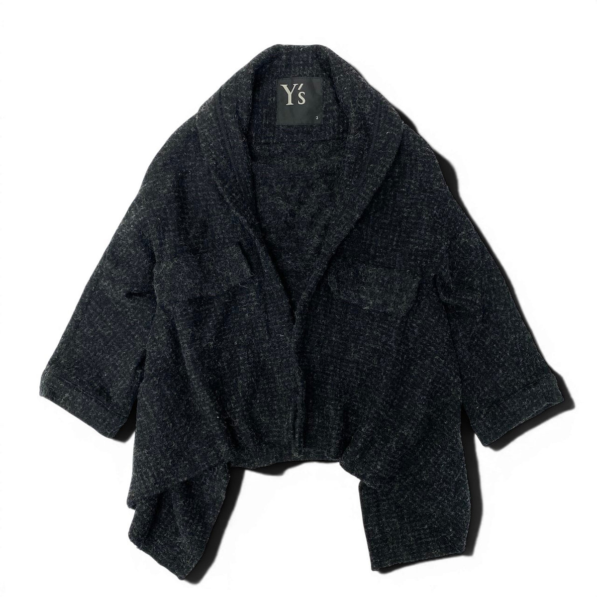 19e8Y's Yohji Yamamoto Asymmetrical Jacket, Cotton Wool Jacket, Outerwear, Made in Japanu02t