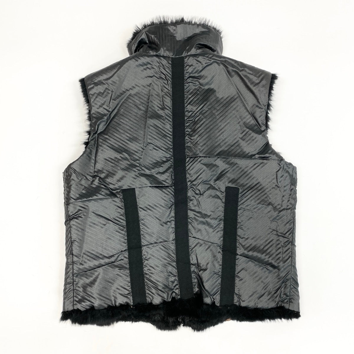 Ｎ Eh10 FENDI Reversible Faux Fur Zip Up Vest 2Way Sleeveless IT44 Black Women u02t