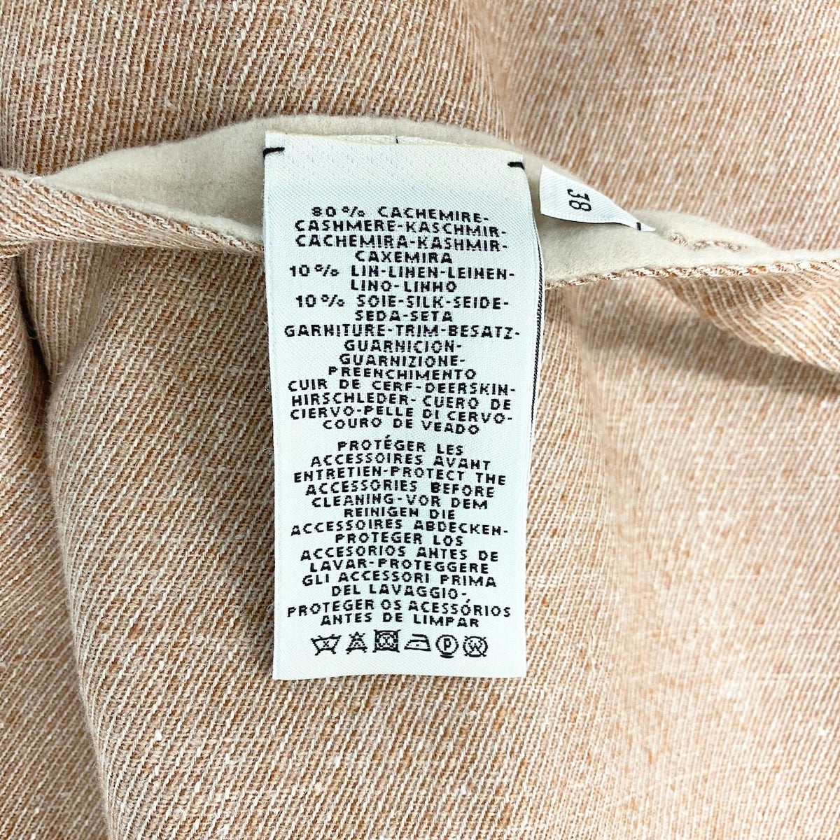 @E HERMES Hermes Double Face Wrap Coat Sleeveless Long Cashmere Pink Beige Size 38 Women NEW w/Tagnu1
