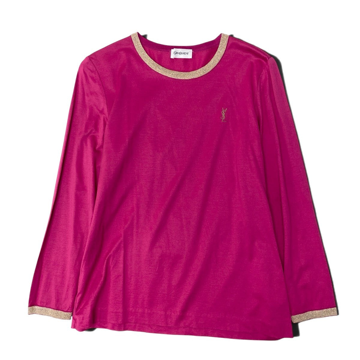Ih10 YVES SAINT LAURENT Yves Saint Laurent YSL Cassandre Logo Long Sleeve T-Shirt Pink M Women'so07t