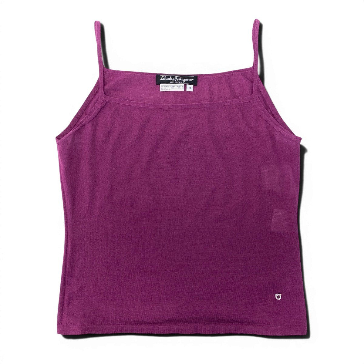 ＠Ef15 Salvatore Ferragamo Gancini Rhinestone Knit Cami Top Purple Size M Women’so07t