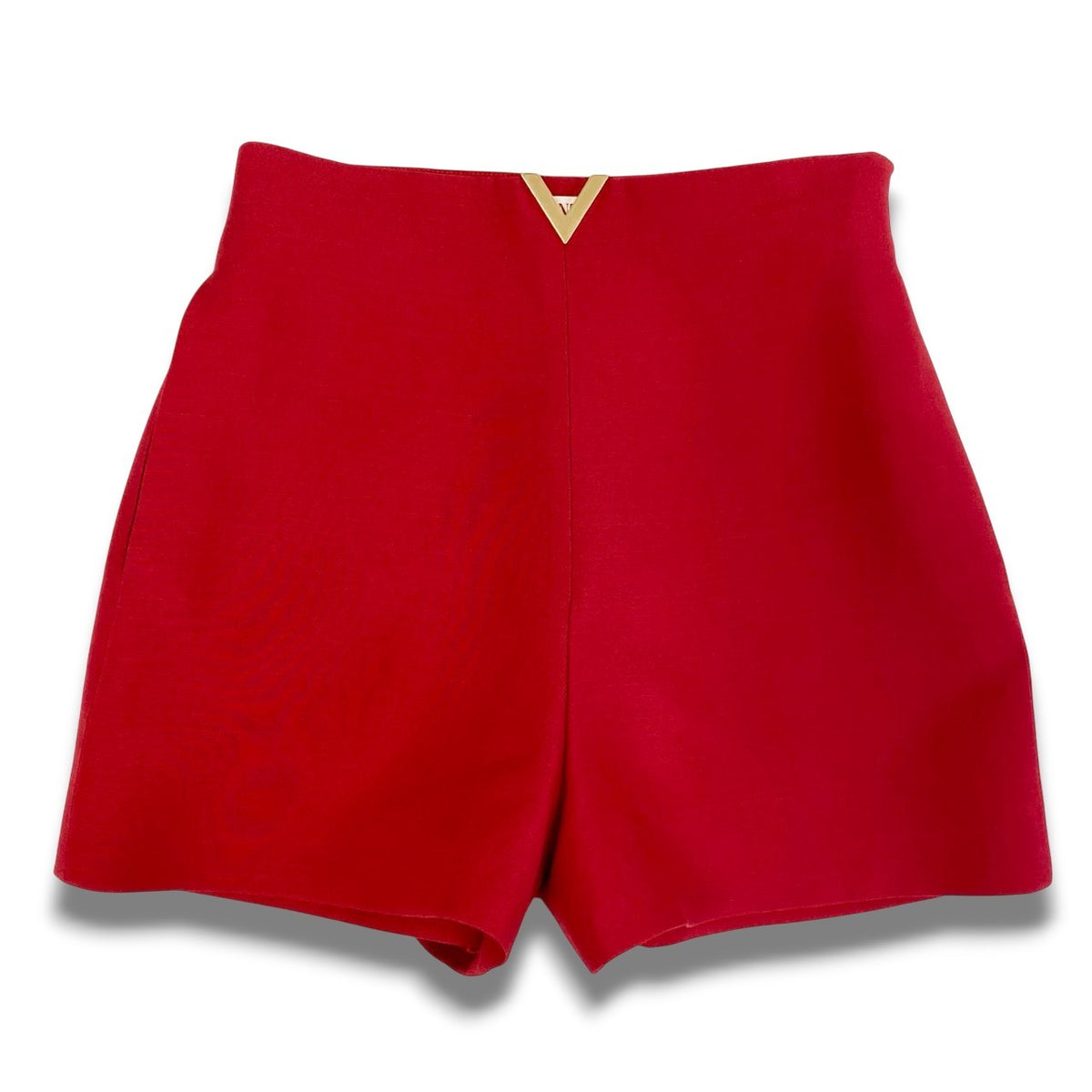 Ic2 VALENTINO ヴァレンティノ Vゴールドロゴ ショートパンツ ボトムス 38 レッド レディースu02t