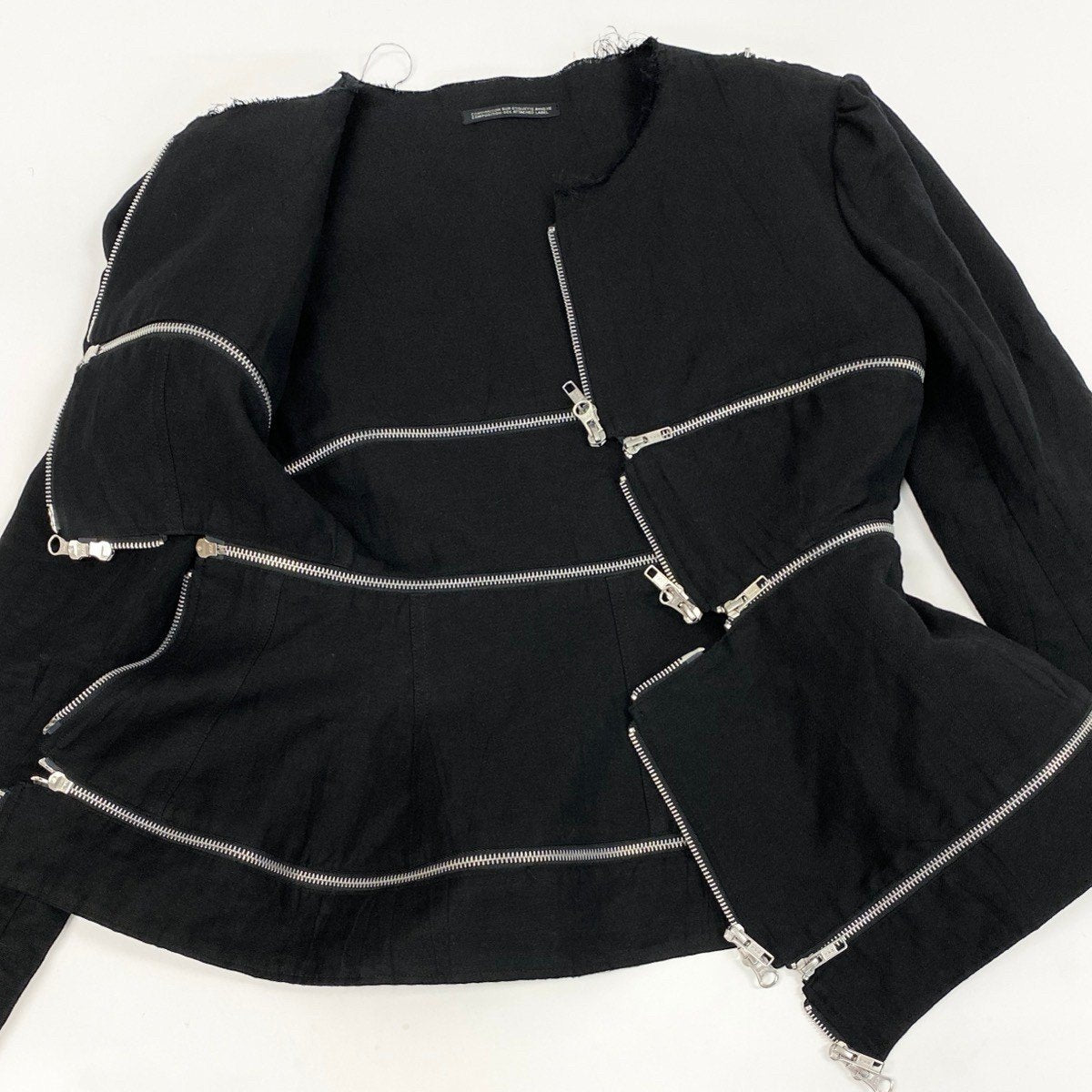 Ah6Yohji Yamamoto Femme 2019 Runway Zip Jacket FH-J04-304 Size 1 Black Linenu02t