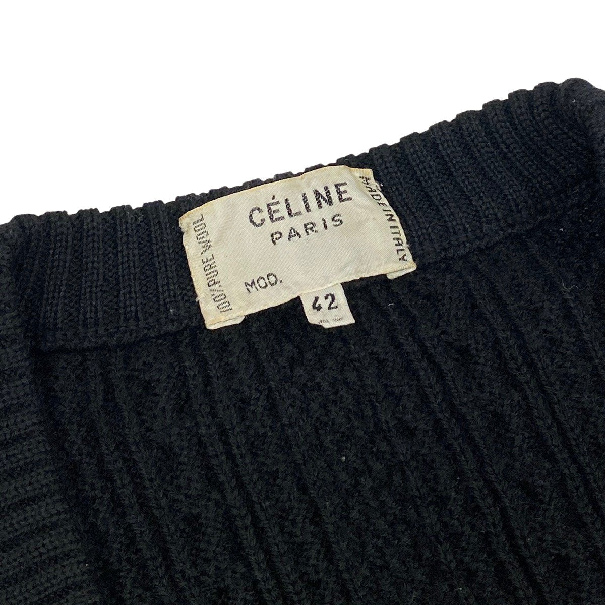 46f11 CELINE Vintage Knit Cardigan, Cable Knit, Gold Buttons, Size 42u02t