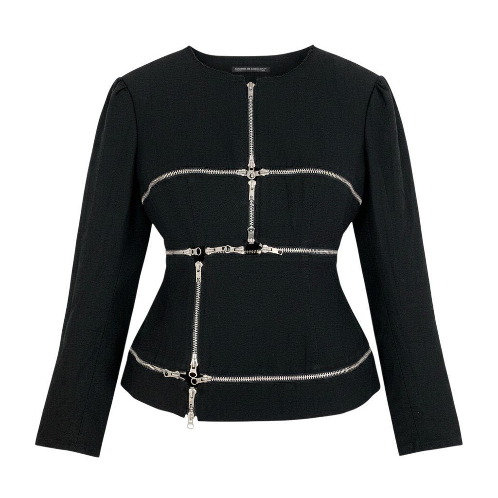 Ah6Yohji Yamamoto Femme 2019 Runway Zip Jacket FH-J04-304 Size 1 Black Linenu02t