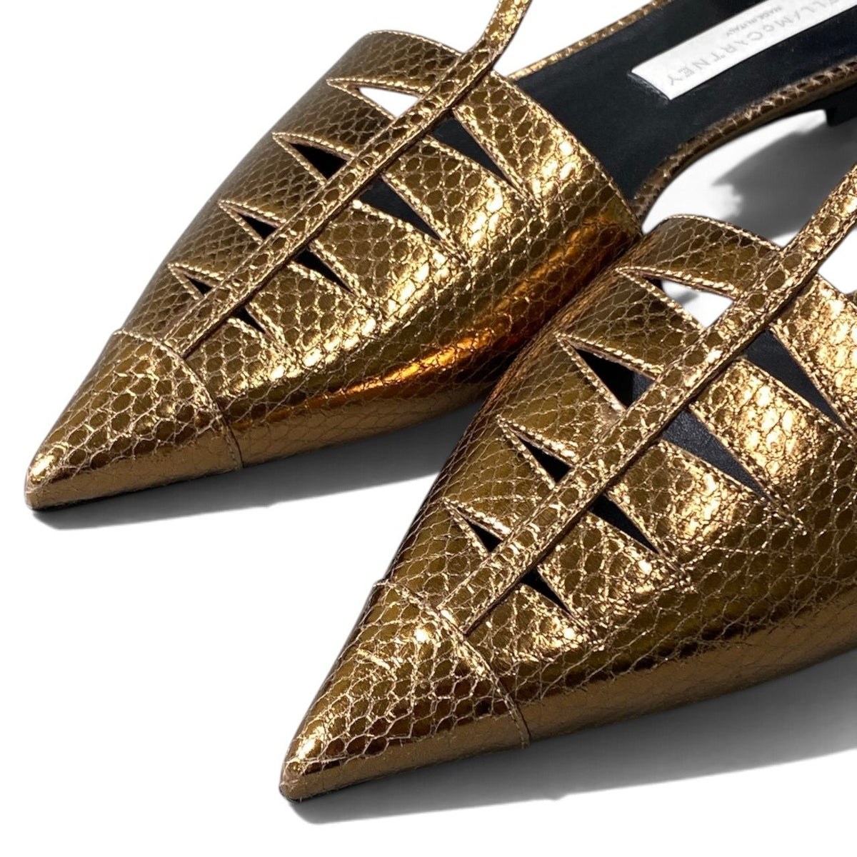 h13Stella McCartney Python Embossed T-Strap Flats Size 38 Women'sk02i