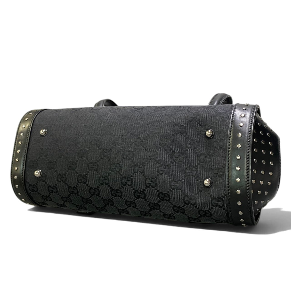 h29 GUCCI Tom Ford Era Studded Bamboo Bag Black Women'sta1