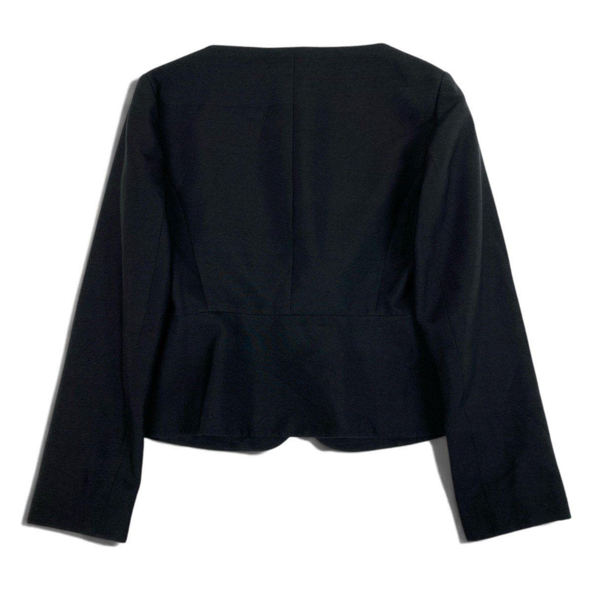 Ei7Yves Saint Laurent Silk Collarless Formal Jacket Black Women'so07t