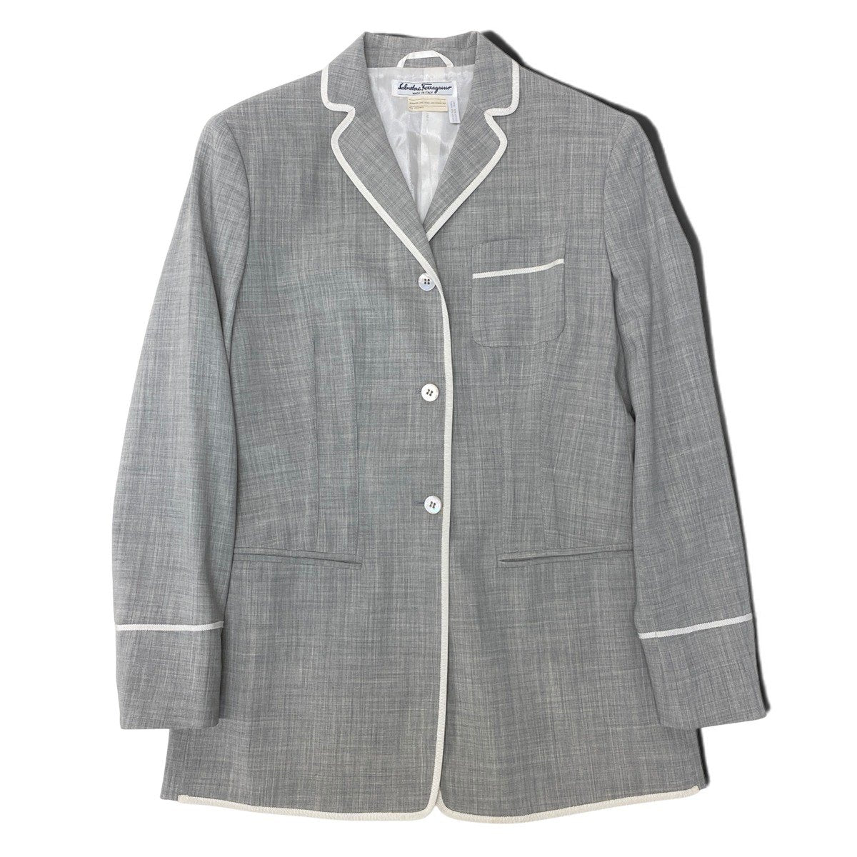 K Eh10Salvatore Ferragamo Tailored Jacket Coat Light Gray Women’s Italy Luxury