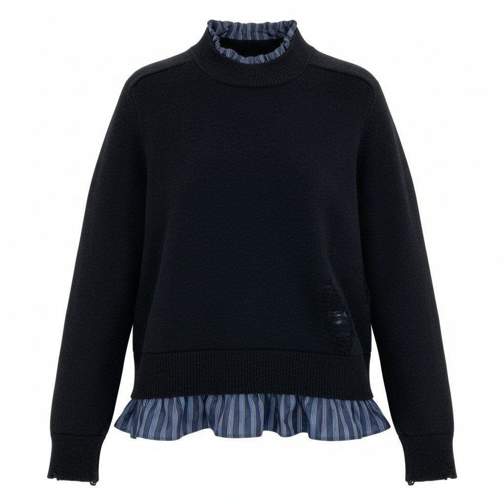 ＠S Ac2 Maison Margiela 2021AW Destroyed Layered Knit Sweater 4 Tags Size S Black Men's Tops Knitk02i