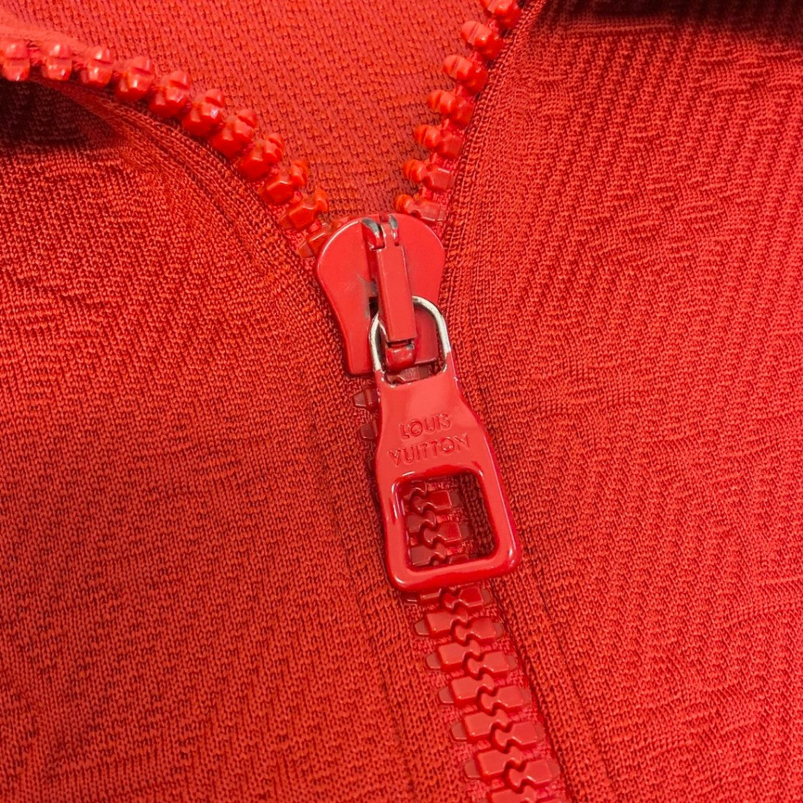 @Id15 LOUIS VUITTON LV Monogram Zip Jacket, Size S, Red Blousont18r