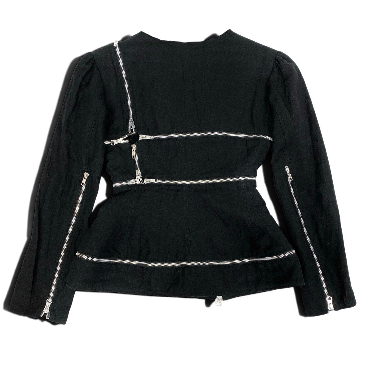 Ah6Yohji Yamamoto Femme 2019 Runway Zip Jacket FH-J04-304 Size 1 Black Linenu02t
