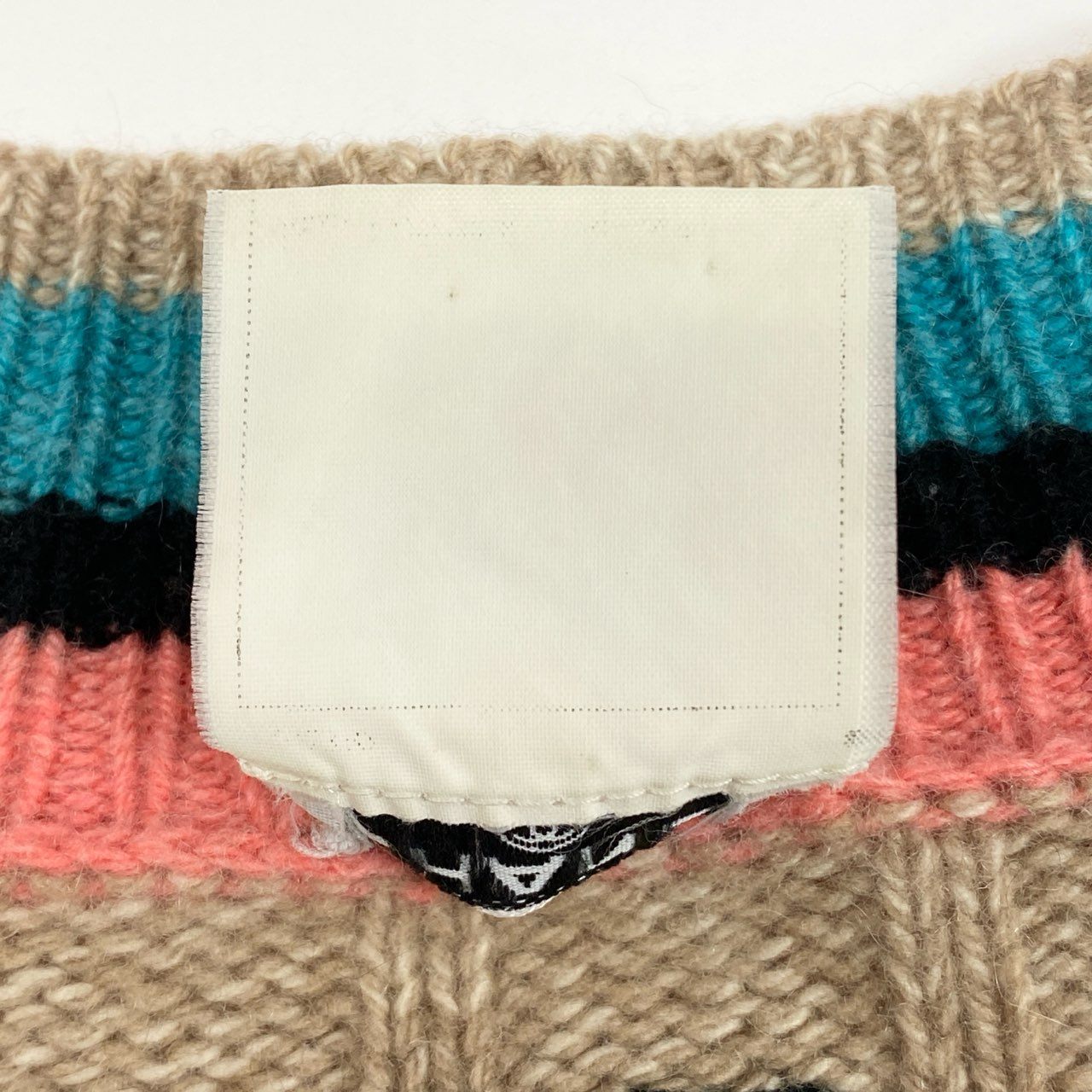 @ Cb9 CHANEL 1996 Cashmere School Knit Sweater Beige Coco Mark Size 42 Womenk02i